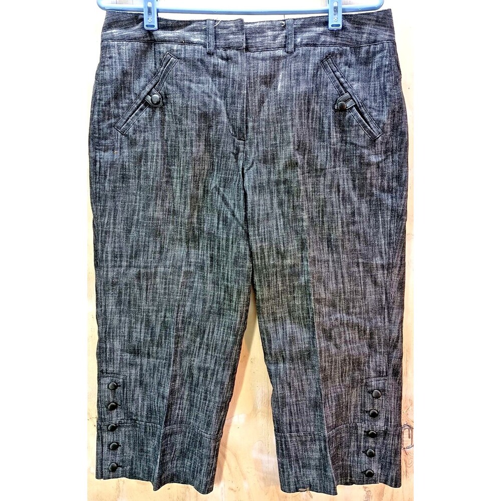 New Directions Straight Leg Women's 12 Black Mid Rise Slash Pocket Hook & Eye